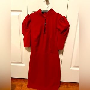 Bebe xs red high collar mid length dress NWOT
